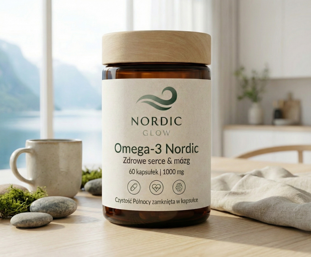 Nordic Glow — naturalne suplementy na tle skandynawskiego wnętrza